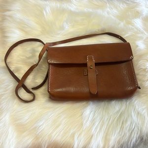 Madewell cognac brown patina leather dover crossbody bag